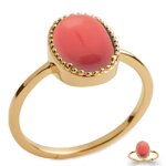 Les trsors de lily [q8426] - bague plaqu or 'cleopatra' corail dor - 12x9 mm