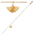 Les tr�sors de lily [q8433] - cha�ne cheville 'ginkgo biloba' dor� - 25 cm 13x10 mm