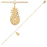 Les tr�sors de lily [q8452] - cha�ne cheville plaqu� or 'ananas' dor� - 25 cm 15x7 mm