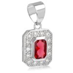 Les trsors de lily [q8870] - pendentif argent 'sissi' rubis blanc argent (rhodi) - 11x9 mm
