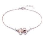 Les trsors de lily [q9292] - bracelet argent 'meghan' quartz rose argent (rhodi) - 23x12 mm (tourtereaux) ...