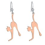 Les trsors de lily [q9345] - boucles d'oreilles artisanales argent 'chat dos rond' ros argent (rhodi) ...