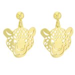Les trsors de lily [q9352] - boucles d'oreilles artisanales argent 'jungle' dor - 18x17 mm (panthre) ...