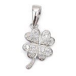 Les trsors de lily [q9416] - pendentif argent 'trfle' blanc argent (rhodi) - 10x10 mm