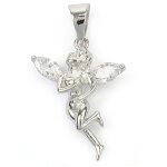 Les trsors de lily [q9419] - pendentif argent 'fe clochette' blanc argent (rhodi) - 25x15 mm