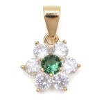 Les trsors de lily [q9429] - pendentif plaqu or 'fleur de cristal' vert blanc dor - 10 mm
