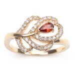 Les trsors de lily [q9439] - bague plaqu or 'flora' rouge blanc dor - 15x10 mm