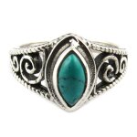Les trsors de lily [q9909] - bague artisanale argent 'heaven' turquoise - 11x7 mm