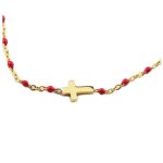 Les trsors de lily [r0053] - bracelet crateur acier 'croix' rouge dor - 10x7 mm