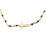 Les trsors de lily [r0055] - bracelet crateur acier 'croix' noir dor - 10x7 mm