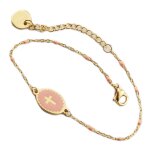 Les trsors de lily [r0075] - bracelet crateur acier 'croix' rose dor - 12x9 mm