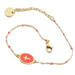 Les trsors de lily [r0082] - bracelet crateur acier 'croix' rose dor - 12x9 mm