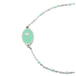 Les trsors de lily [r0109] - bracelet crateur acier 'flamant rose' vert argent - 12x9 mm