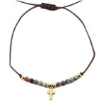 Les trsors de lily [r0138] - bracelet acier 'croix' gris dor - 10x7 mm