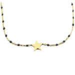 Les trsors de lily [r0205] - collier crateur acier 'une etoile est ne' bleu canard dor - 10x10 mm ...