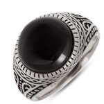 Les trsors de lily [r0706] - bague homme argent 'thorgal' onyx argent (rhodi) - 15 mm