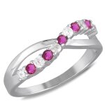 Les trsors de lily [r0708] - bague argent 'sissi' rubis blanc argent (rhodi) - 5 mm