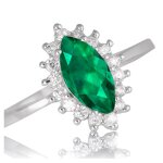 Les trsors de lily [r0712] - bague argent 'victorina' meraude blanc argent (rhodi) - 15x9 mm