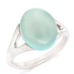 Les trsors de lily [r0777] - bague argent 'meghan' agate aqua argent (rhodi) - 15x11 mm