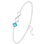 Les tr�sors de lily [r0969] - bracelet argent artisanal 'infini' aquamarine argent� - 12x10 mm