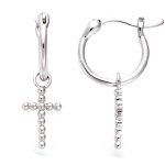 Les trsors de lily [r1530] - croles argent 'croix' argent (rhodi) - 12 mm, 10x6 mm