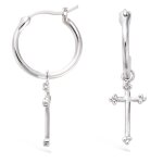 Les trsors de lily [r1532] - croles argent 'croix' argent (rhodi) - 15 mm, 13x8 mm