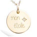Les trsors de lily [r1701] - pendentif plaqu or 'mon etoile' blanc dor - 15 mm