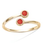 Les trsors de lily [r1711] - bague plaqu or 'boho' corail dor - 9 mm