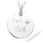 Les tr�sors de lily [r1716] - pendentif argent 'mon etoile' blanc argent� (rhodi�) - 15 mm