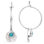 Les trsors de lily [r1725] - croles plaqu or 'cleopatra' turquoise argent rhodi - 14 mm, 8 mm