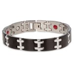 Les trsors de lily [r1885] - bracelet homme 'peaceful' noir argent acier - 21 cm 12 mm