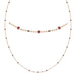 Les trsors de lily [r1909] - collier plaqu or 'boho' rouge dor (billes) - 45 cm, 2 mm