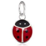 Les trsors de lily [r1926] - pendentif argent 'coccinelle' rouge argent (rhodi) - 7x6 mm