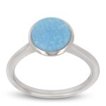 Les trsors de lily [r1943] - bague argent 'desse opale' bleu argent (rhodi) - 9 mm