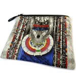 Promotion ! trousse � maquillage 'loup indien' gris bleu - 19x16 cm