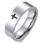 Zense - bague croix latine pour homme en acier argent zr0167
