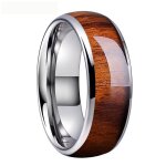 Zense - bague homme lisse confortable en acier faon boise zr0178
