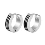 Zense - boucles d'oreilles homme en acier et mail noir stri ze0007