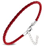 Zense - bracelet cuir fin rouge pour homme et rglable par extension zb0377