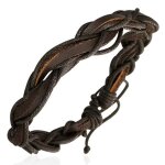 Zense - bracelet cuir homme design ajustable marron enroulé zb0127 Zense - bracelet cuir homme design ajustable marron enroulé zb0127