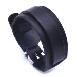 Zense - bracelet de force pour homme en cuir ajustable noir zb0336