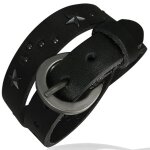 Zense - bracelet homme ajustable cuir noir double tour boucle ceinture zb0122