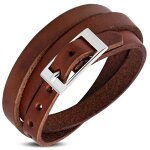 Zense - bracelet homme en cuir v�ritable marron triple enroulement zb0253