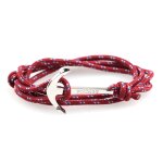 Zense - bracelet rouge cordon ancre marine ajustable zb0317