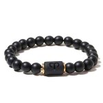 Zense - bracelet zodiaque noir b�lier �tirable homme avec perles onyx zb0381