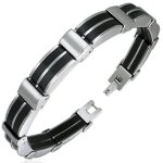 Zense - gourmette homme en acier inoxydable et caoutchouc noir zb0145 Zense - gourmette homme en acier inoxydable et caoutchouc noir zb0145