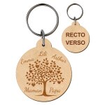 Porte cl�s bois grav� rond 50mm