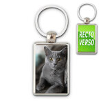 Porte clef metal rectangle 40 * 25 recto verso
