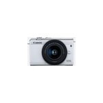 Appareil photo hybride - bo�tier de cam�ra canon eos m200 blanc + objectif ef - m 15 - 45mm argent