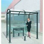 Abri fumeurs  demi - paroi frontale avec toit arrondi de 2, 5 ou 5m